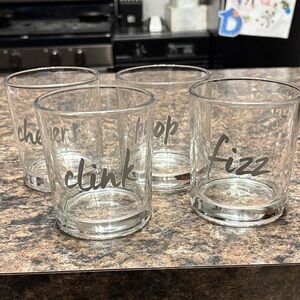Cocktail Glasses set of Four Clink Pop Fizz Cheers